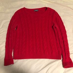 Land’s End Red Knit Sweater, Large, Drifter Sweater, Large, 100% Cotton.